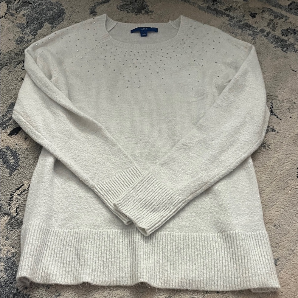 Apt. 9 White Crew Neck Sweater